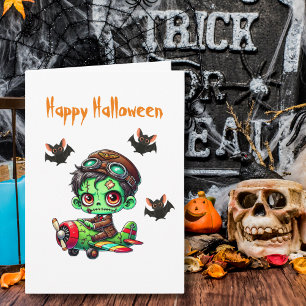 Carte Zombie volant Avion Bateaux Avion Halloween