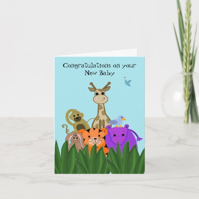 Carte Zoo Critters Nouveau bébé Félicitations (Devant)