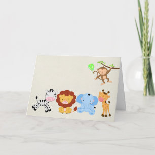 Carte Zoo mignon Animaux Anniversaire pour enfant
