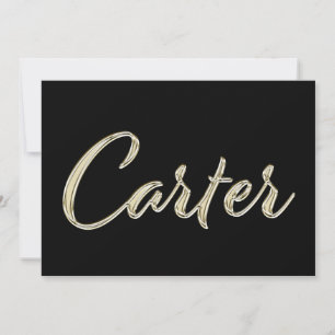 Carter Nom or blanc Carte écriture manuscrite