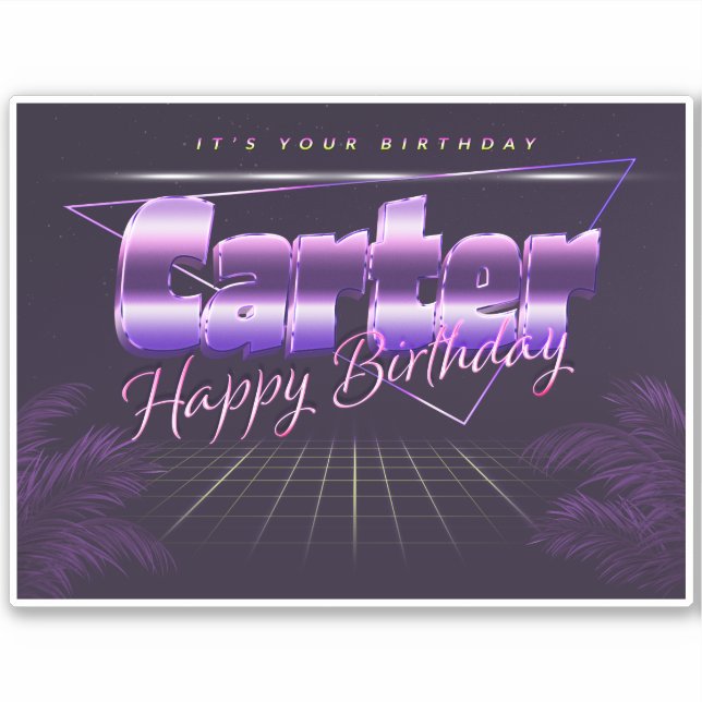 Carter Prénom lila retro Sticker (Devant)
