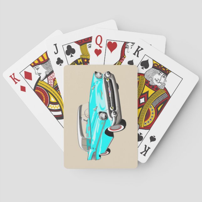 Cartes 1957 de jeu de Shoebox dans le bleu et le (dos)