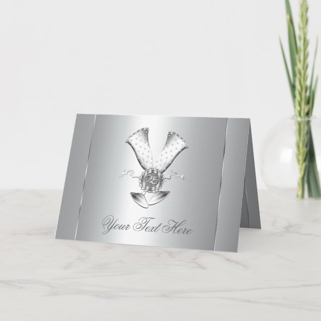 Cartes 25e Anniversaire Champagne Argent (Devant)