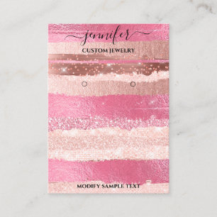 Cartes à bijoux faites main Logo Pink Rose Stripe