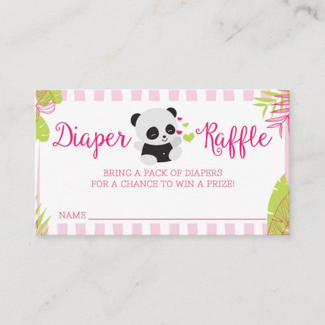 Cartes à carreaux de Baby shower fille Panda migno (Devant)