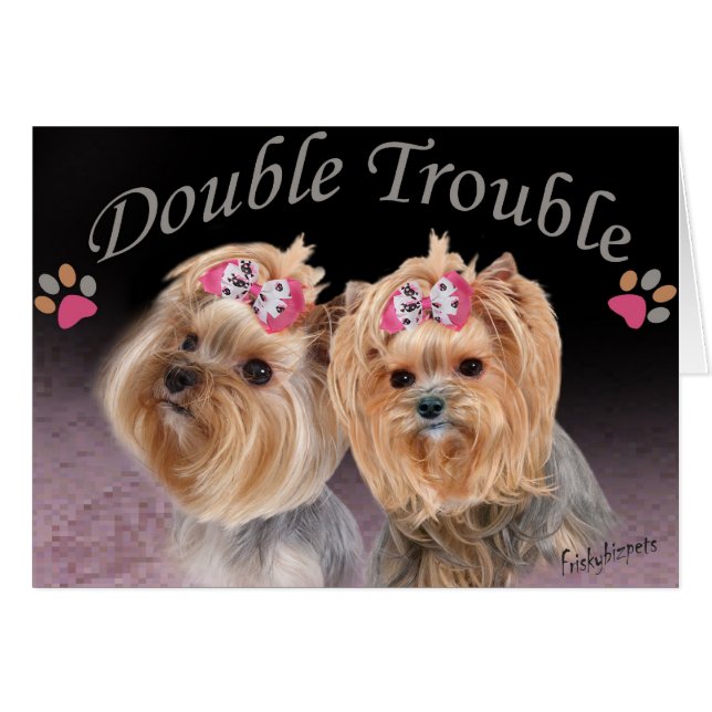 Cartes à double problème Yorkie (Devant Horizontal)