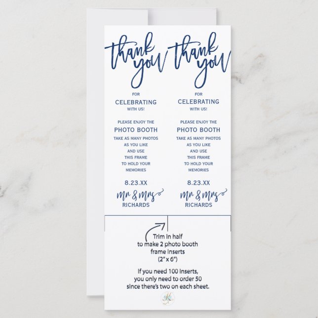 Cartes à insérer pour Photobooth de mariage - (Ble (Devant)