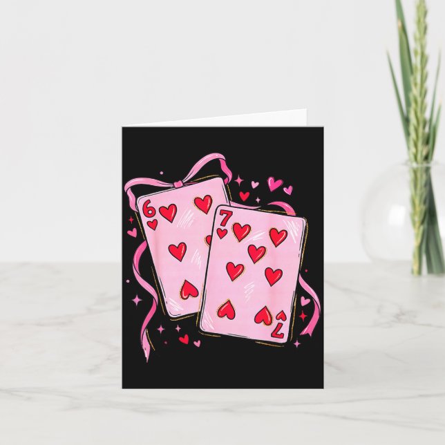 Cartes à jouer 6 7 de cœur 67 Six Sept Arc Valen (Devant)