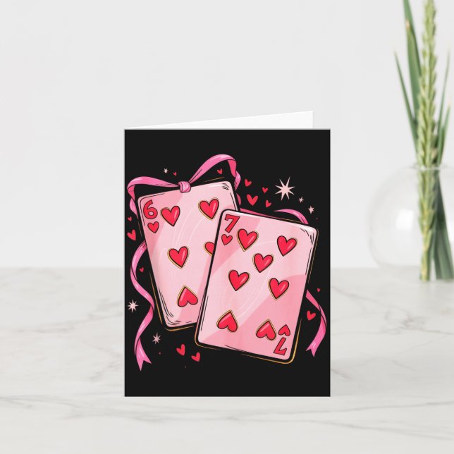 Cartes à jouer 6 7 de cœur 67 Six Sept Nœud Valen (Devant)