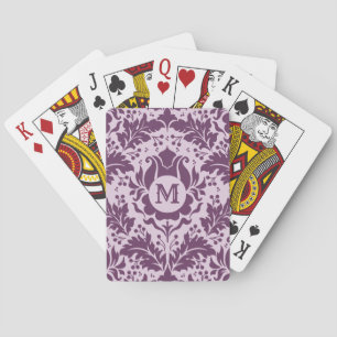 Cartes à jouer à motif damassé et monogramme perso