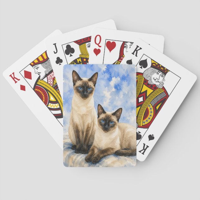 Cartes à jouer aquarelle Chat siamois (dos)