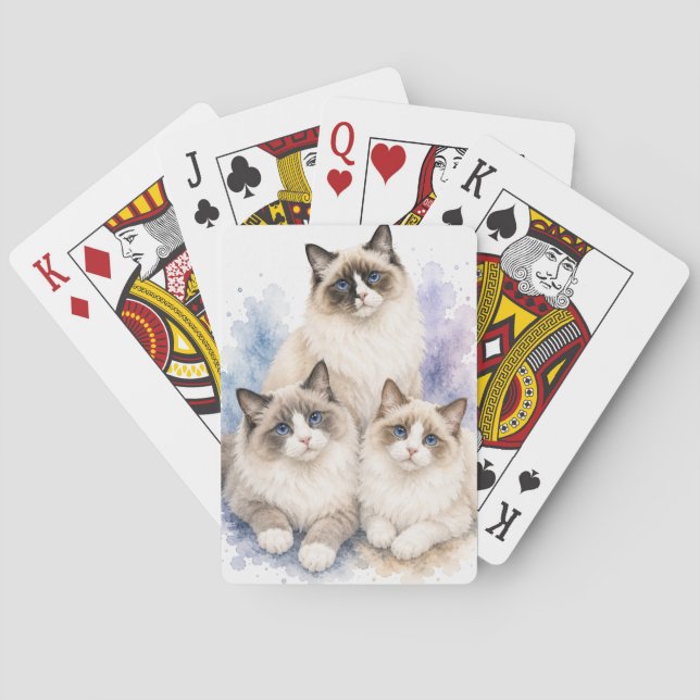 Cartes à jouer aquarelle Ragdoll Cat (dos)