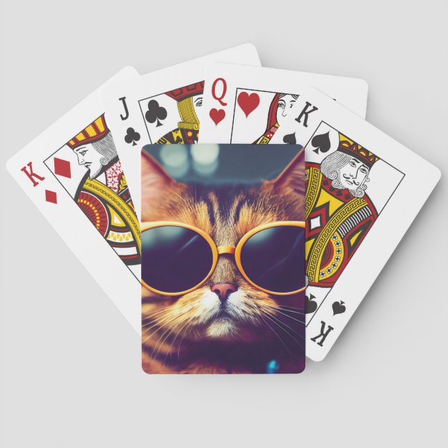  CARTES À JOUER ART CHAT COOL AVEC LUNETTES DE SOL (dos)