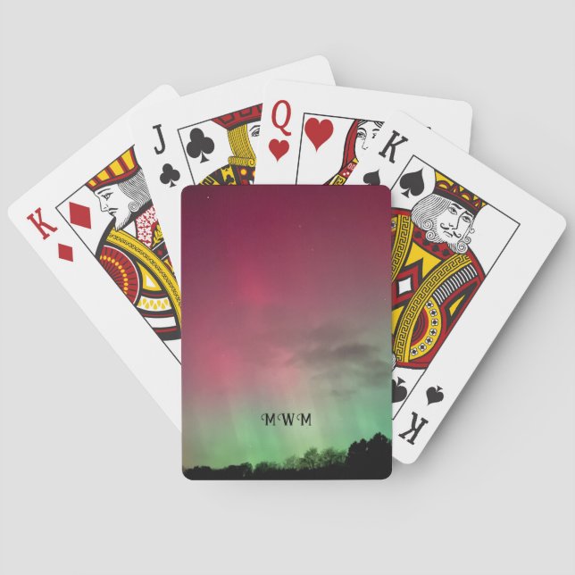 Cartes à jouer Aurora avec étoiles et initiales (dos)