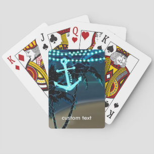 Cartes à jouer avec ancres et palmiers et lumières