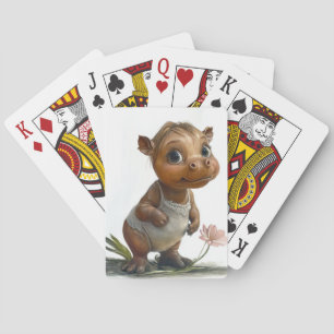 Cartes à jouer avec bébé hippopotame