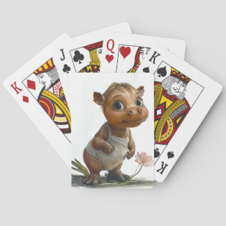 Cartes à jouer avec bébé hippopotame