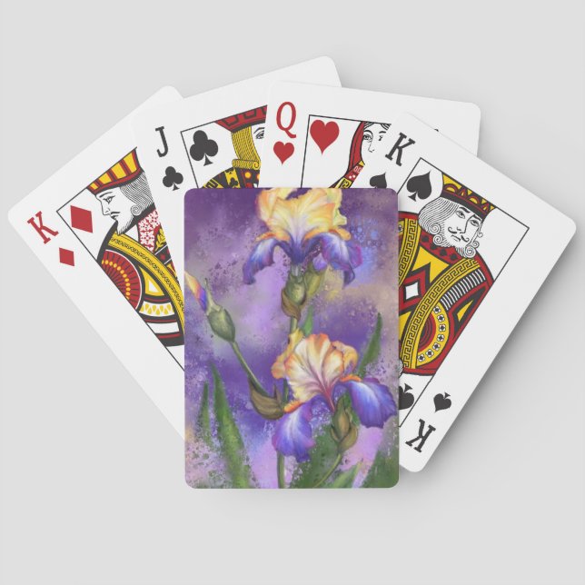 Cartes à jouer avec fleurs d'iris (dos)