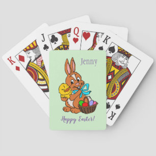 Cartes à jouer avec lapin de Pâques et poussin