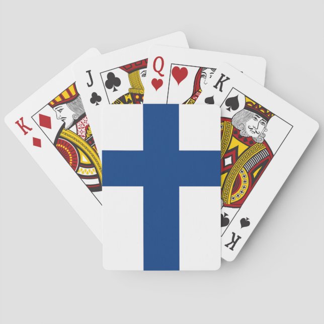 Cartes à jouer avec le drapeau de la Finlande (dos)