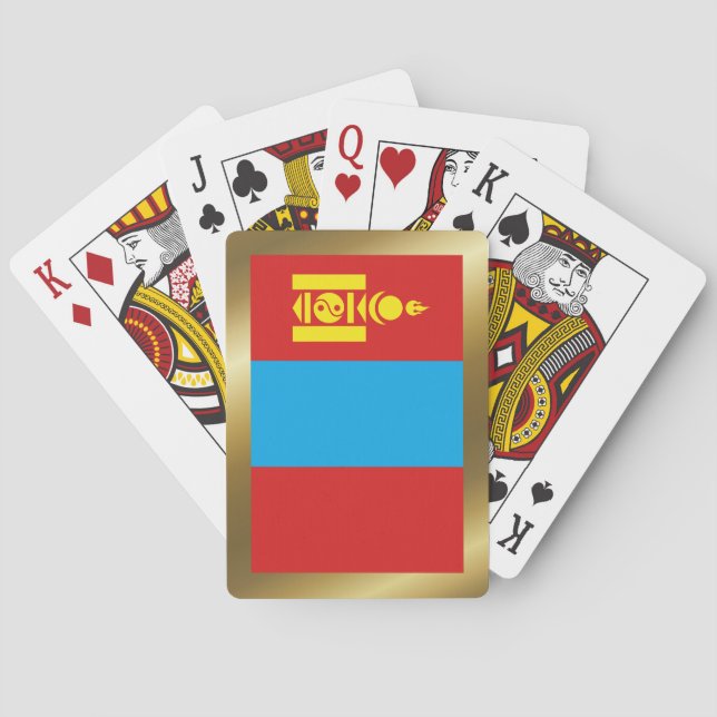 Cartes à jouer avec le drapeau de la Mongolie (dos)