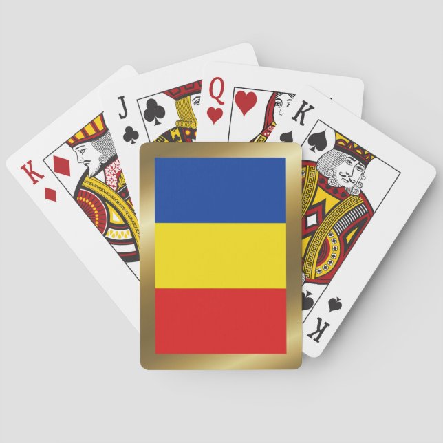 Cartes à jouer avec le drapeau de la Roumanie (dos)
