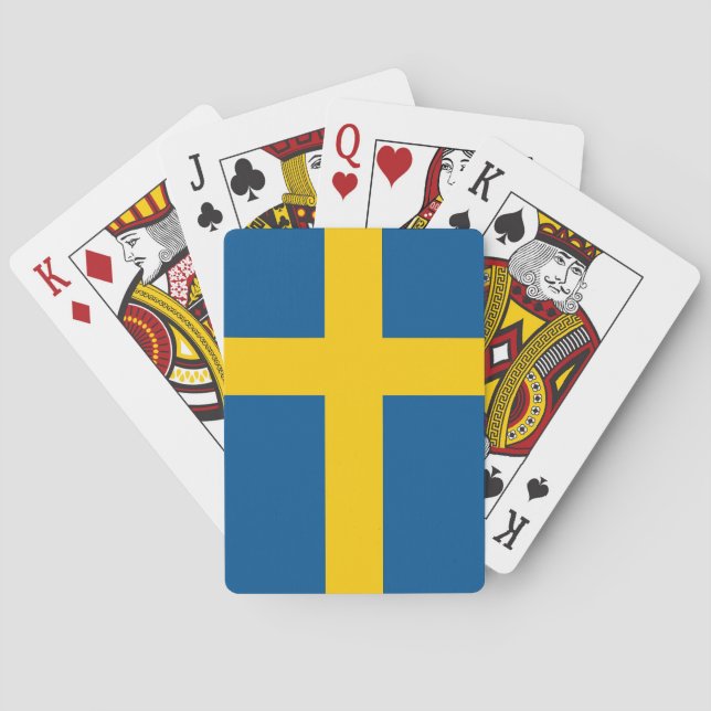 Cartes à jouer avec le drapeau de la Suède (dos)