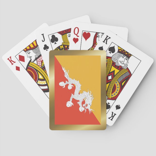 Cartes à jouer avec le drapeau du Bhoutan (dos)