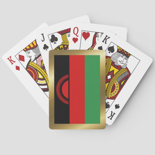 Cartes à jouer avec le drapeau du Malawi (dos)
