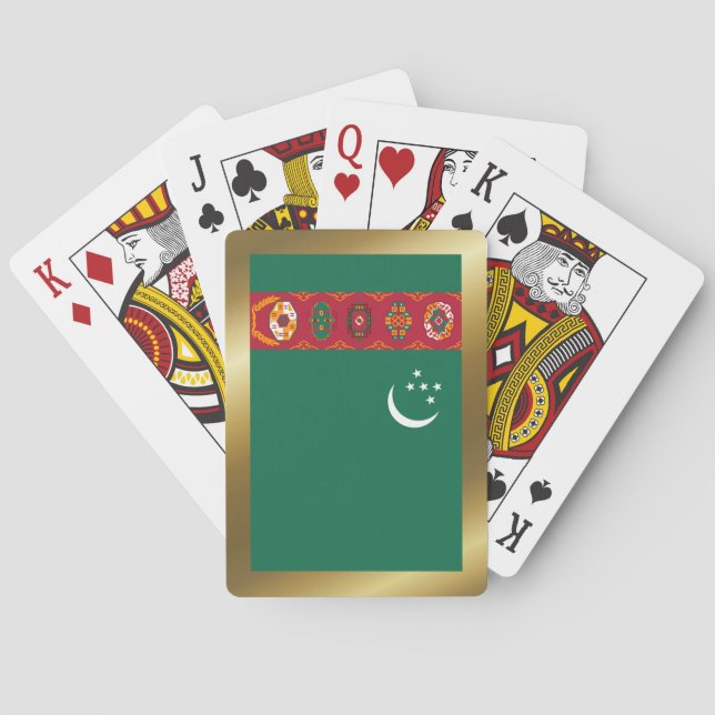 Cartes à jouer avec le drapeau du Turkménistan (dos)