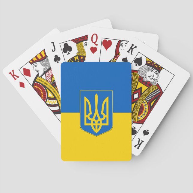 Cartes à jouer avec le trident du drapeau de l'Ukr (dos)