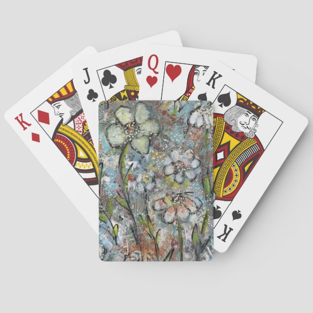 Cartes à jouer avec un design floral multimédia (dos)