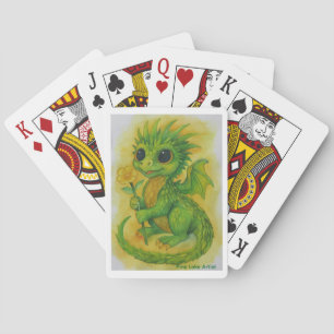 Cartes à jouer Bébé Dragon Vert Apportant Une Fleu