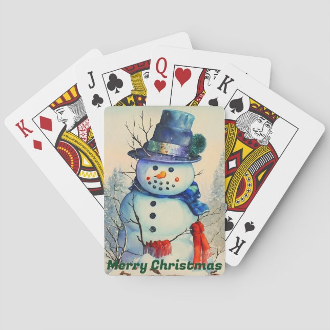 Cartes à jouer bonhomme de neige aquarelle (dos)