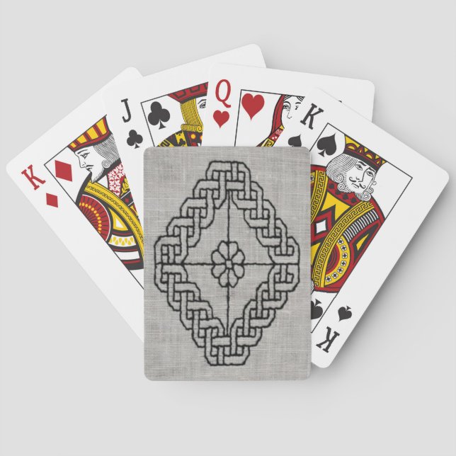 Cartes à jouer brodées en point noir (dos)