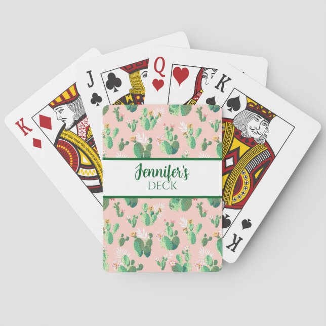 Cartes à jouer Cactus rose et sarcelle Sud-Ouest (dos)