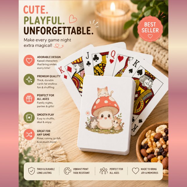 Cartes à jouer Chat Champignon Mignon – Cottageco  (Créateur téléchargé)