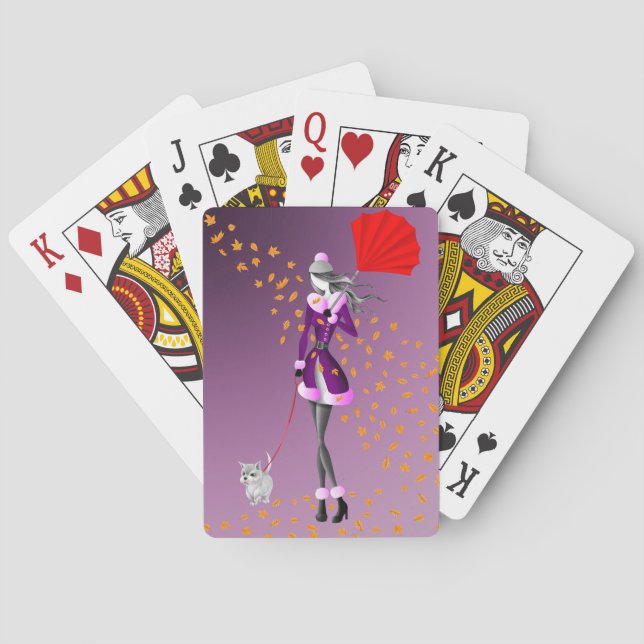 Cartes à jouer Chien & Dame Feuilles d'Automne (dos)