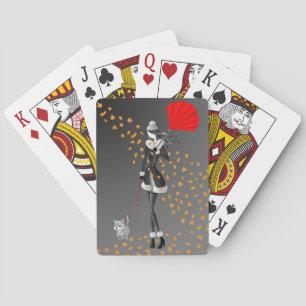 Cartes à jouer Chien & Dame Feuilles d'automne