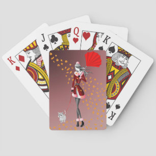 Cartes à jouer Chien & Dame Feuilles d'Automne