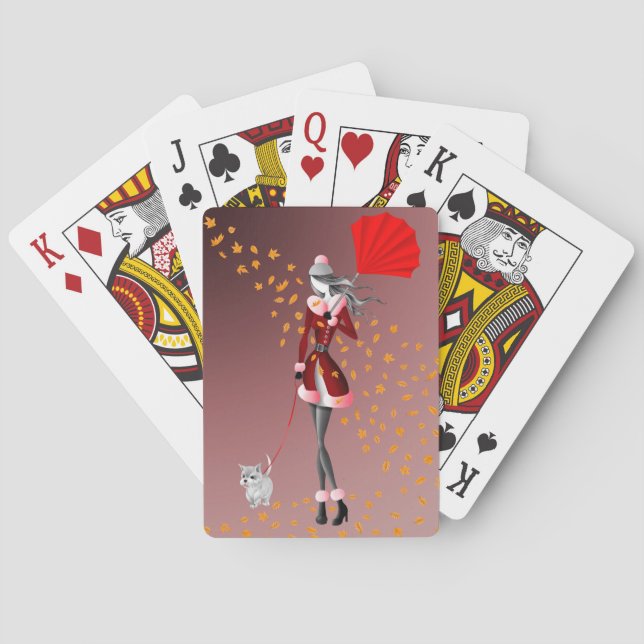 Cartes à jouer Chien & Dame Feuilles d'Automne (dos)