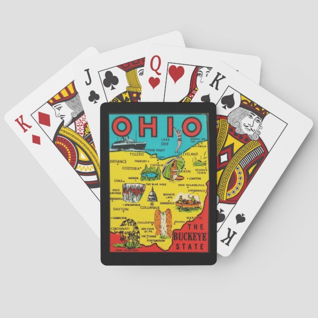 Cartes à jouer classiques de la carte de l'Ohio (dos)