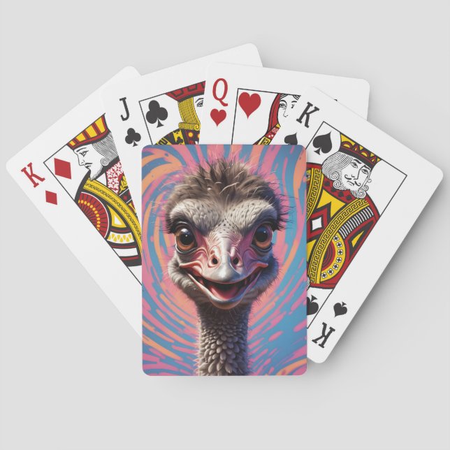 Cartes à jouer classiques de poker drôle d'autruch (dos)