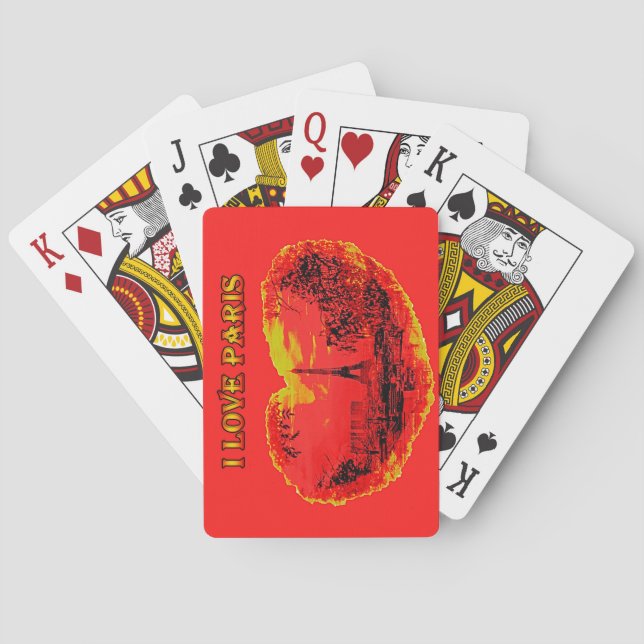 Cartes à jouer classiques  j'aime paris (dos)