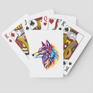 Cartes à jouer classiques Loup géométrique Coloré