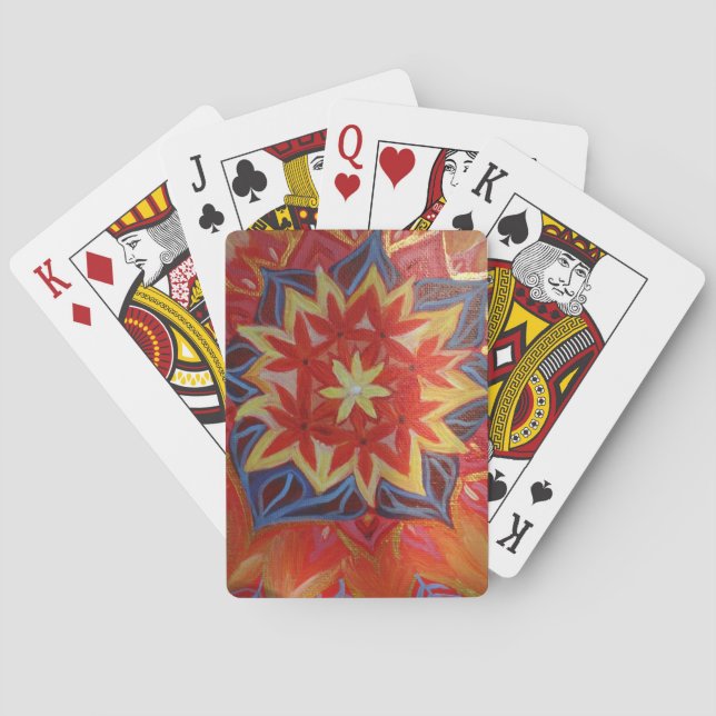 Cartes à jouer classiques Mandala rouge (dos)