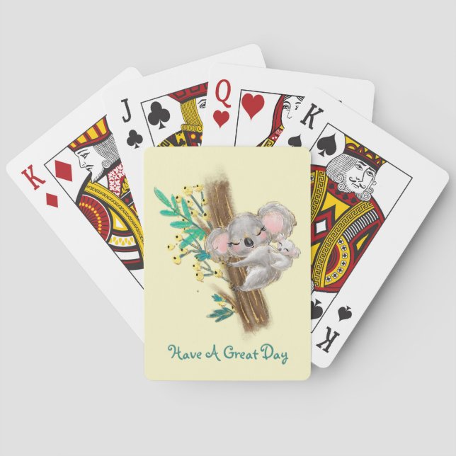 Cartes à jouer classiques Mère et bébé koalas (dos)