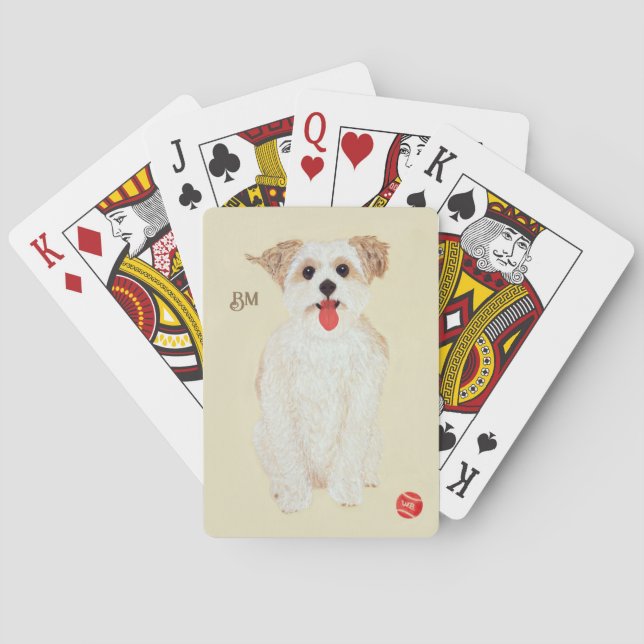 Cartes à jouer classiques Morkie avec balle (dos)