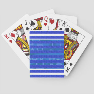 Cartes à jouer classiques rayées géométriques bleu