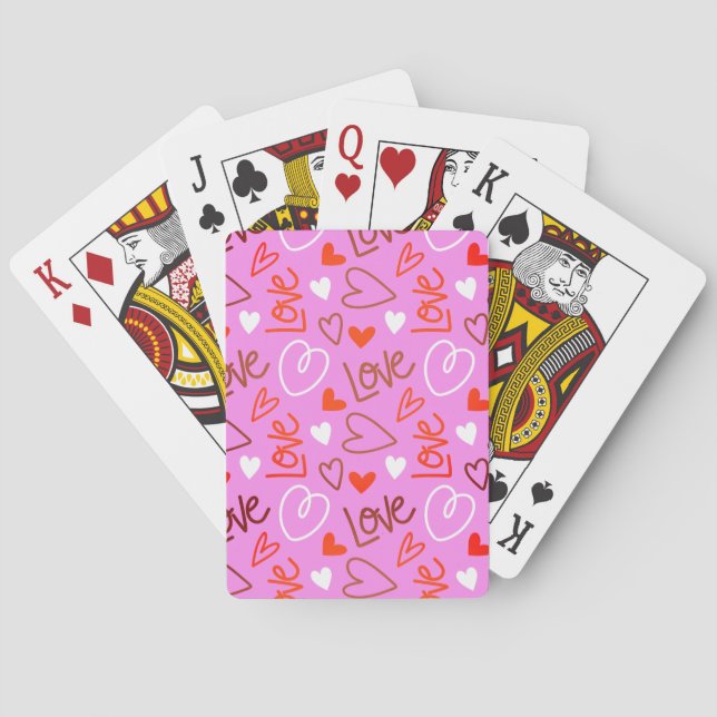 Cartes à jouer Cœurs d'amour griffonnés (dos)